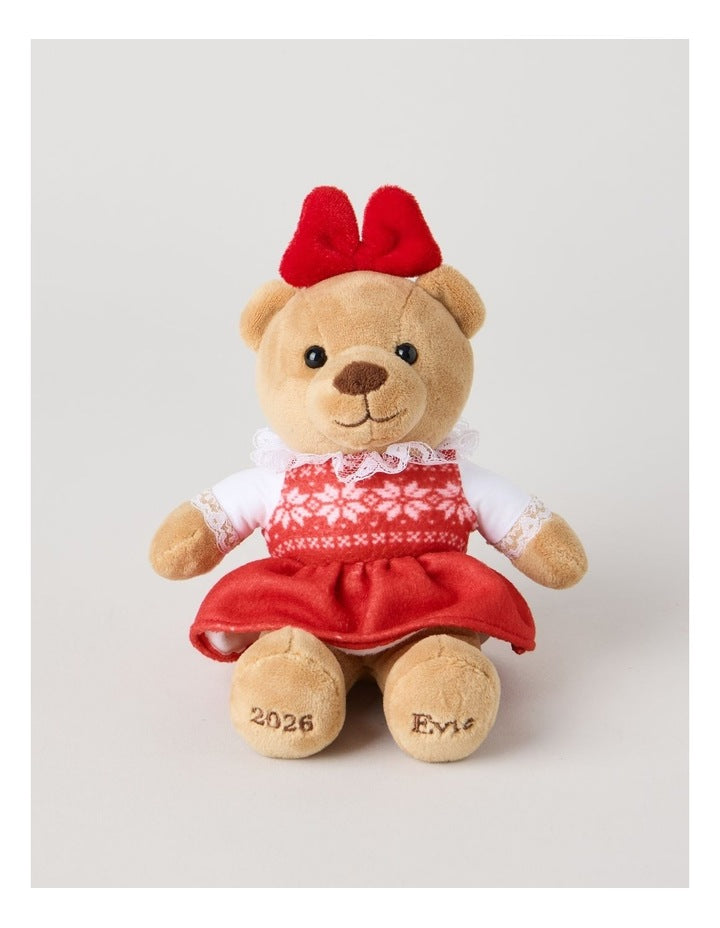 Heirloom Evie 2026 Charity Bear Fabric Hanging Plush in Red: 13cm