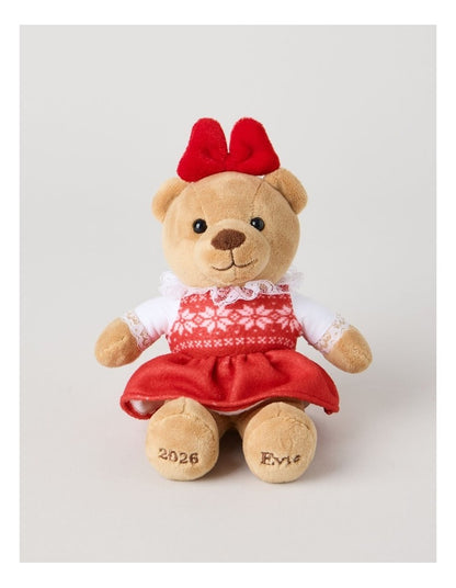 Heirloom Evie 2026 Charity Bear Fabric Hanging Plush in Red: 13cm