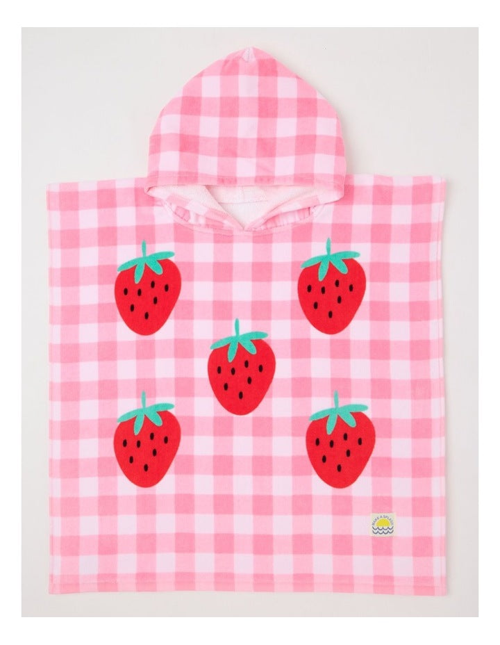Gingham Hooded Towel in Pink