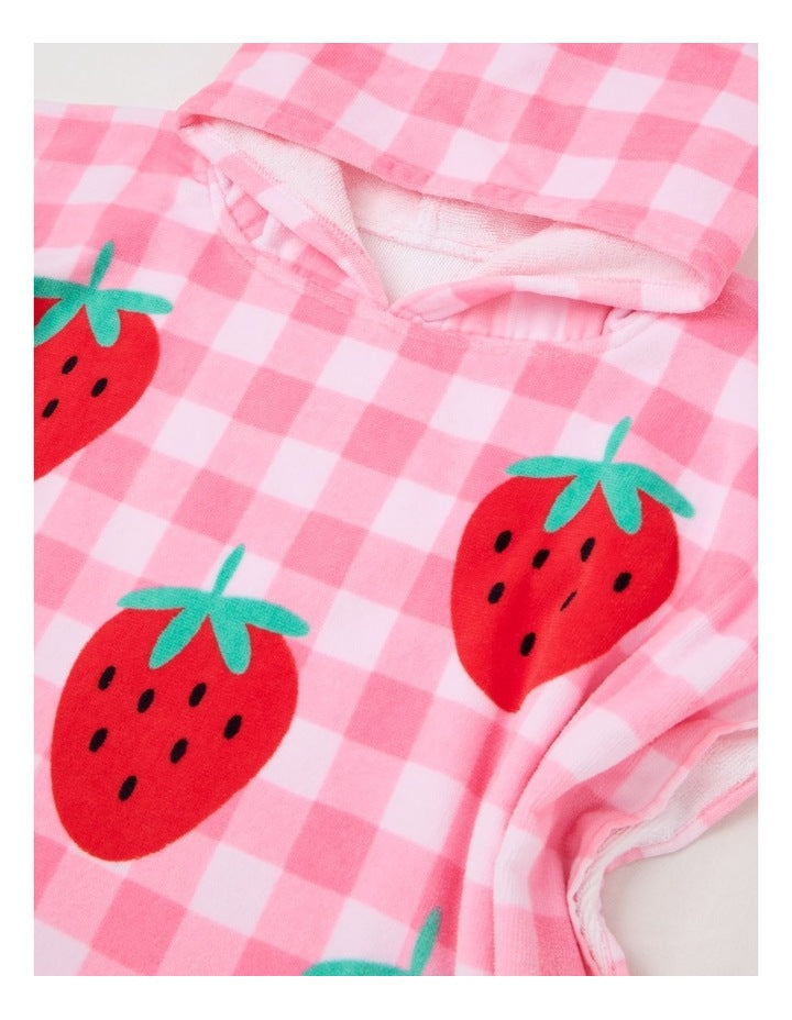 Gingham Hooded Towel in Pink