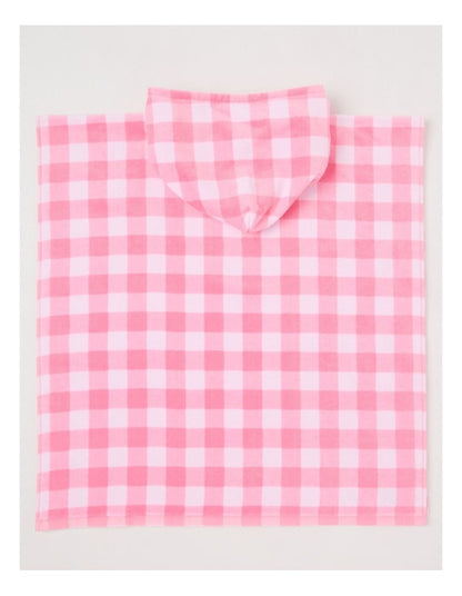Gingham Hooded Towel in Pink