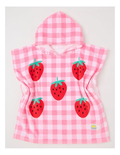 Gingham Hooded Towel in Pink