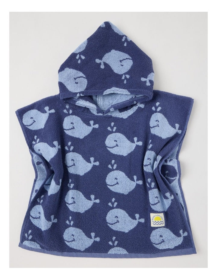Whale Hooded Towel in Navy