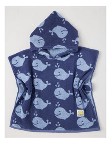 Whale Hooded Towel in Navy