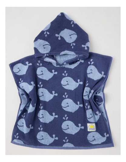 Whale Hooded Towel in Navy