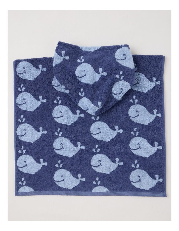 Whale Hooded Towel in Navy
