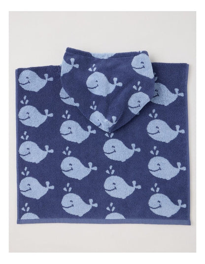 Whale Hooded Towel in Navy