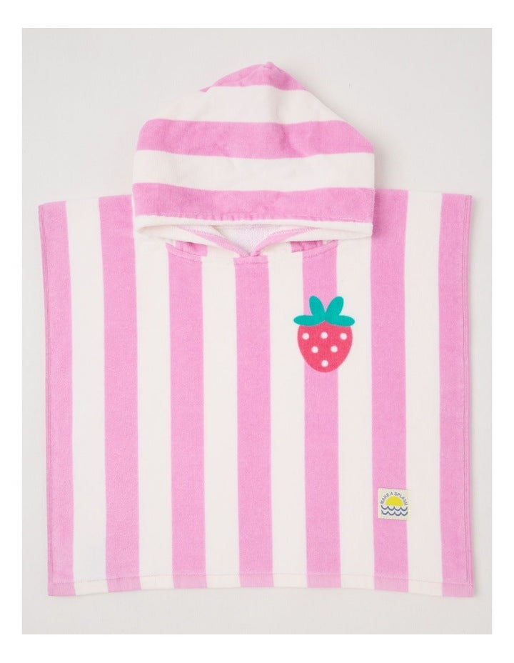 Strawberry Hooded Towel in Pink