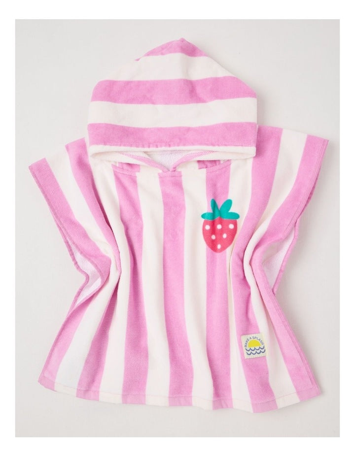 Strawberry Hooded Towel in Pink