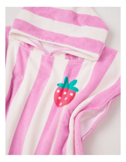 Strawberry Hooded Towel in Pink