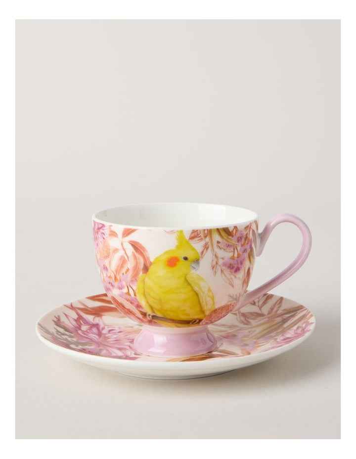 Lauren Stringini Footed Tea Cup & Saucer in Pearl