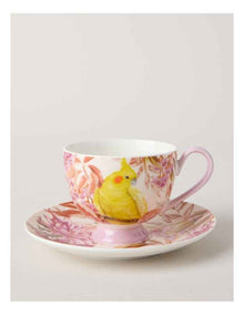 Lauren Stringini Footed Tea Cup & Saucer in Pearl