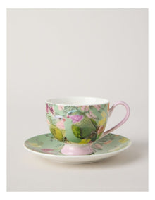Lauren Stringini Princess Parrot Tea Cup and Saucer in Green