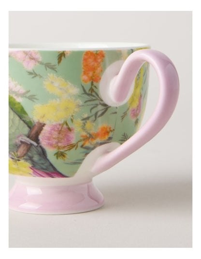 Lauren Stringini Princess Parrot Tea Cup and Saucer in Green