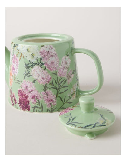 Lauren Stringini Bottlebrush Teapot in Green