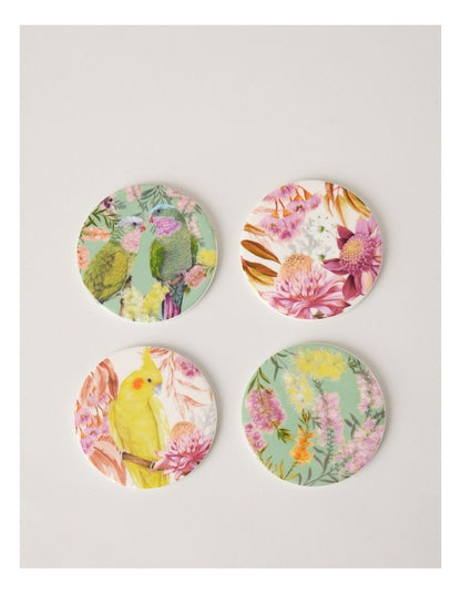 Lauren Stringini Coaster Set of 4 10cm in Green and Pearl