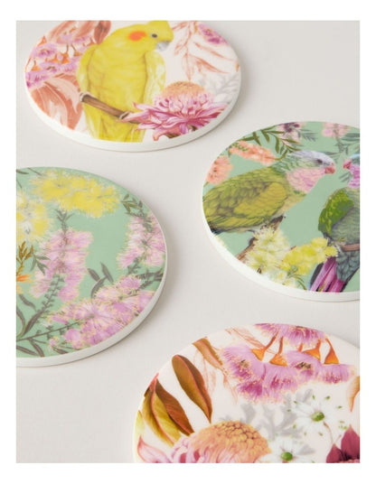 Lauren Stringini Coaster Set of 4 10cm in Green and Pearl