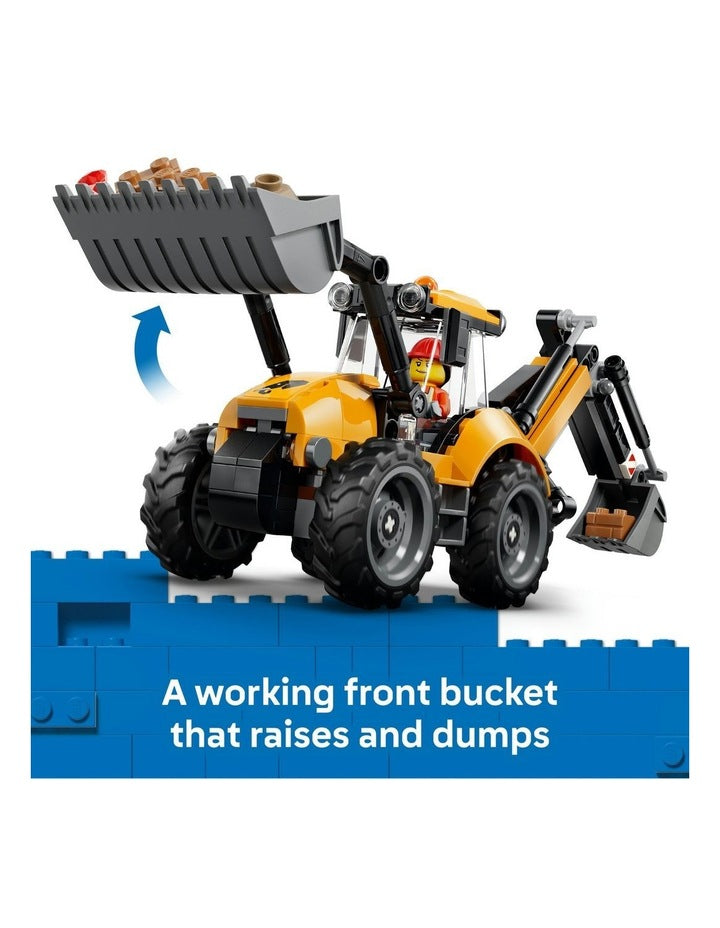 City Yellow Backhoe Loader Building Toy 60480