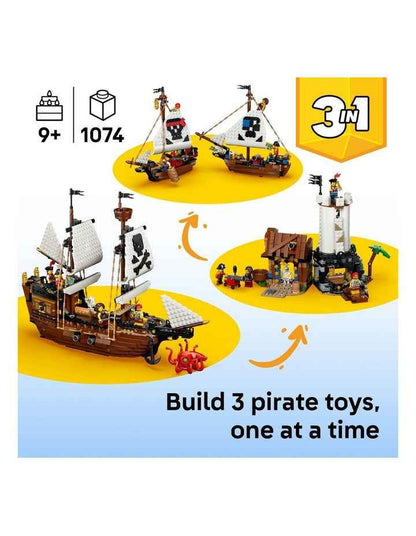 3 in 1 Iconic Creator Pirate Ship Building Toy 31387