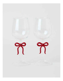 Ruby Bow Wine Glass Set of 2 380ml in Red