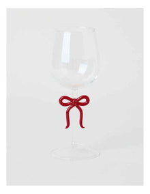 Ruby Bow Wine Glass Set of 2 380ml in Red