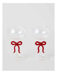 Ruby Bow Coupe Glass Set of 2 220ml in Red