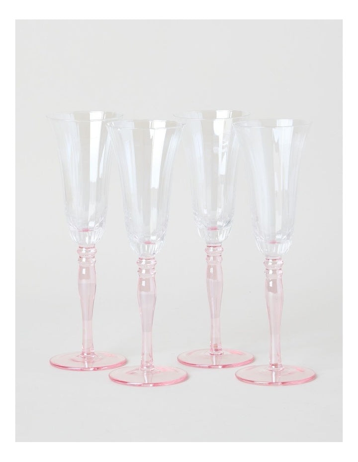 Maisie Champagne Glass Set of 4 150ml in Pink