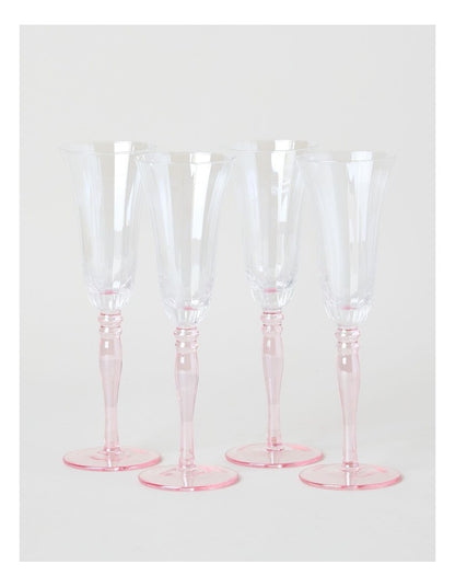 Maisie Champagne Glass Set of 4 150ml in Pink