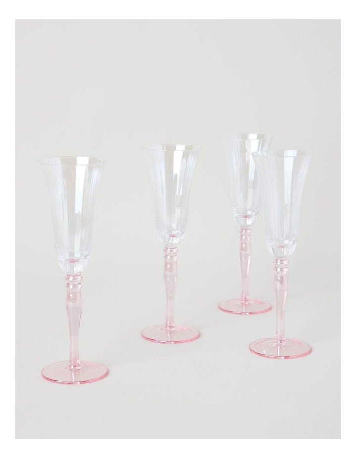 Maisie Champagne Glass Set of 4 150ml in Pink