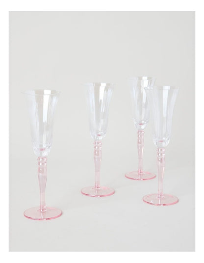 Maisie Champagne Glass Set of 4 150ml in Pink
