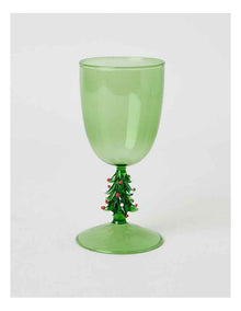 Joy Wine Glass Christmas Tree Set of 2 260ml in Green