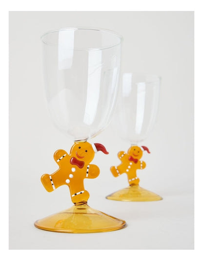 Joy Wine Glass Gingerbread Set of 2 260ml in Amber