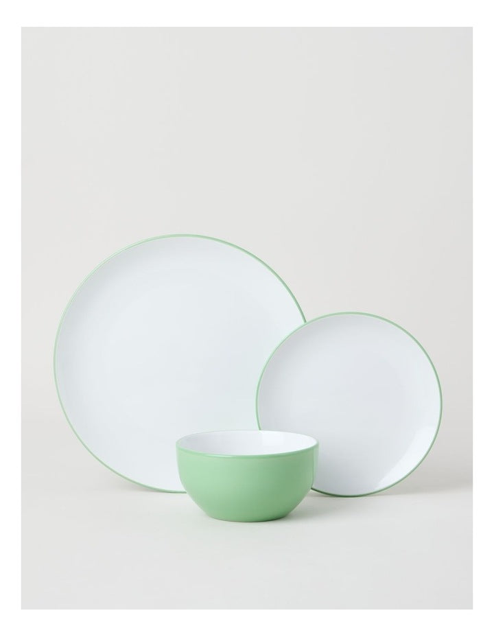 Two Tone 12pc Dinner Set in Green