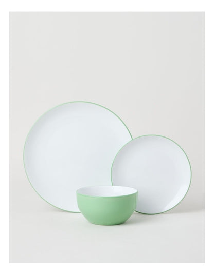 Two Tone 12pc Dinner Set in Green