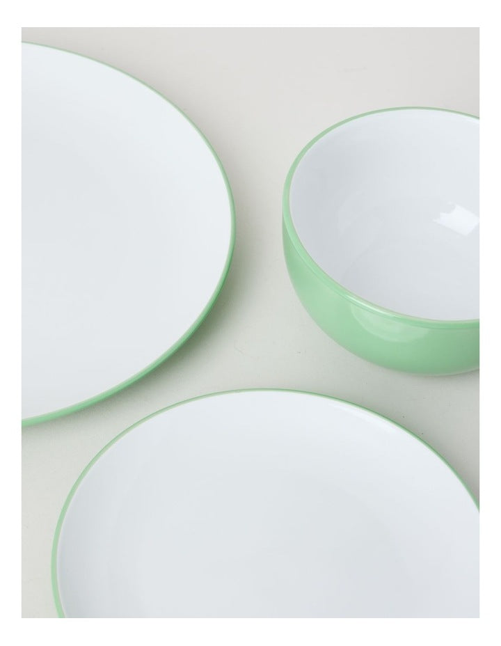 Two Tone 12pc Dinner Set in Green