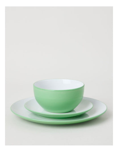 Two Tone 12pc Dinner Set in Green