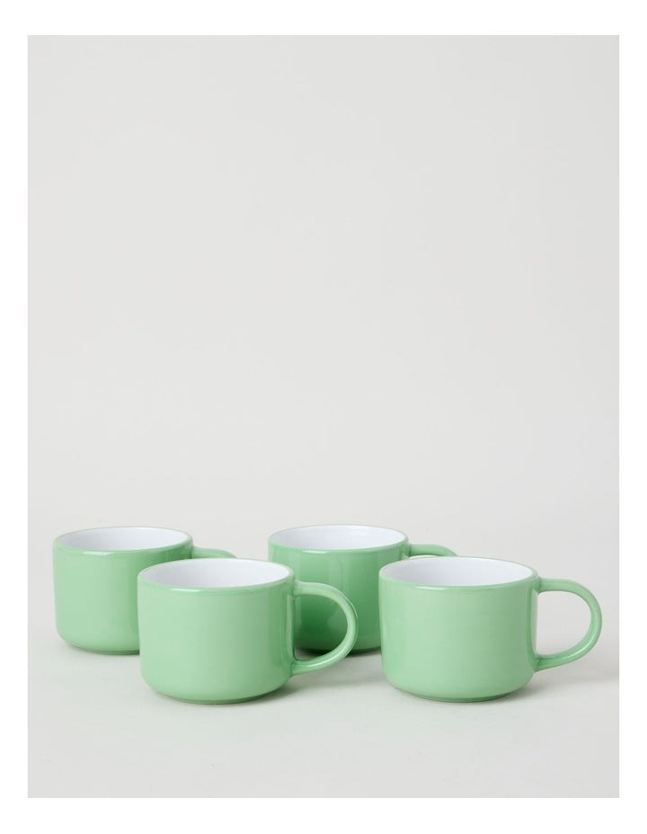 Two Tone Set of 4 Mugs in Green