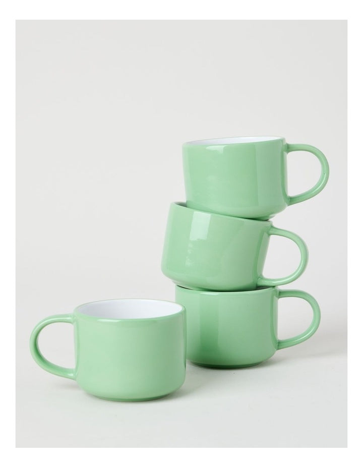 Two Tone Set of 4 Mugs in Green