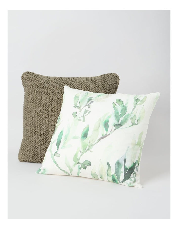 Warburton Cushion in Green Native Leaf Print