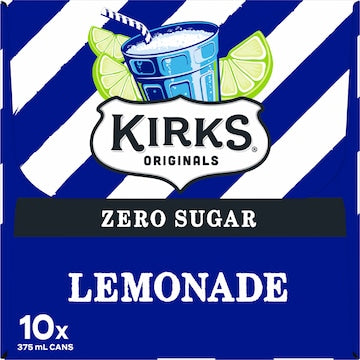 Kirks Sugar Free Lemonade Soft Drink Multipack Cans 375mL x 10 pack