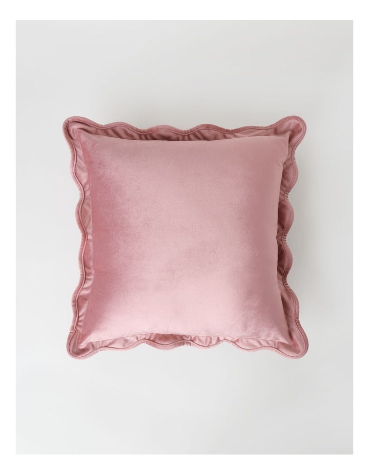 Velvet Scalloped Cushion in Rose