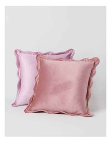 Velvet Scalloped Cushion in Rose
