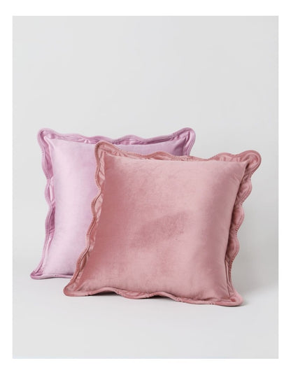 Velvet Scalloped Cushion in Rose