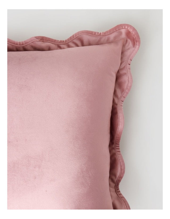 Velvet Scalloped Cushion in Rose
