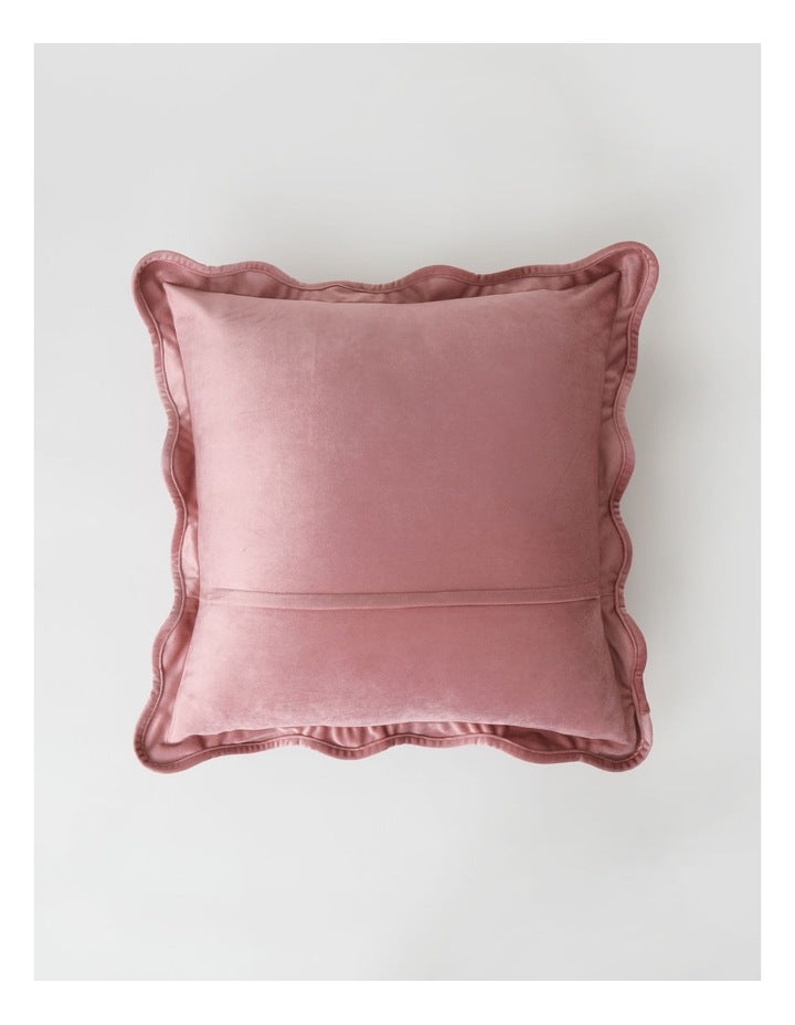 Velvet Scalloped Cushion in Rose