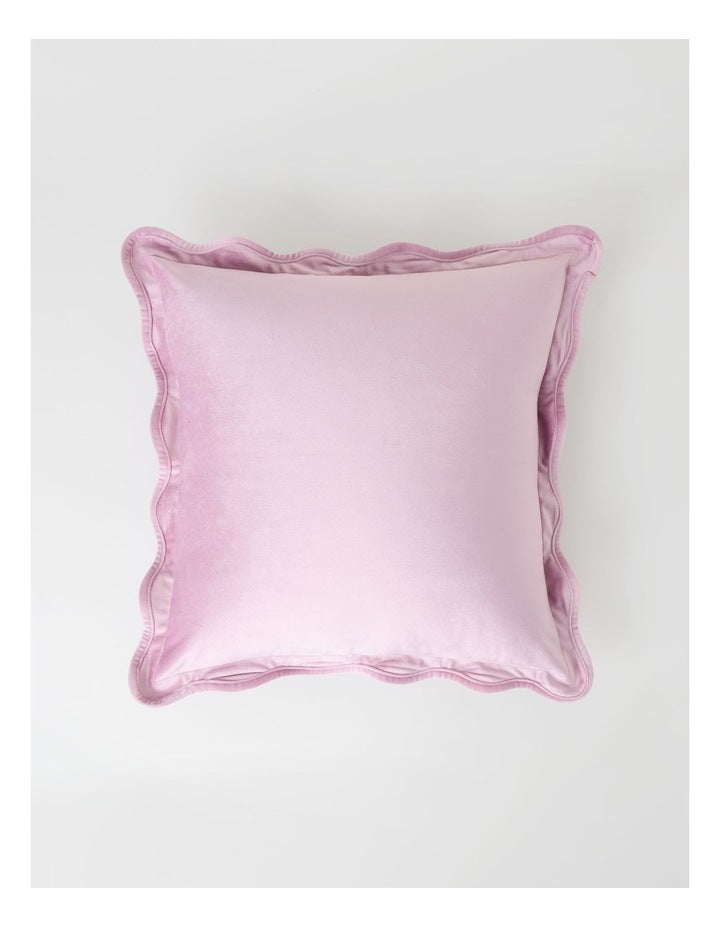 Velvet Scalloped Cushion in Lavender
