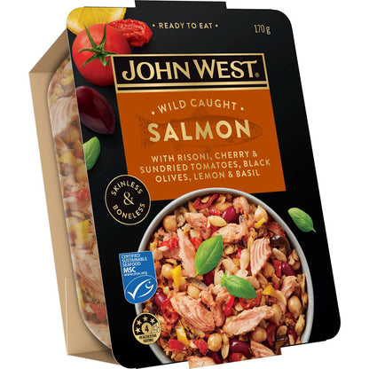 John West Wild Caught Salmon Bowl Cherry Tomatoes Olives &Risoni 170g