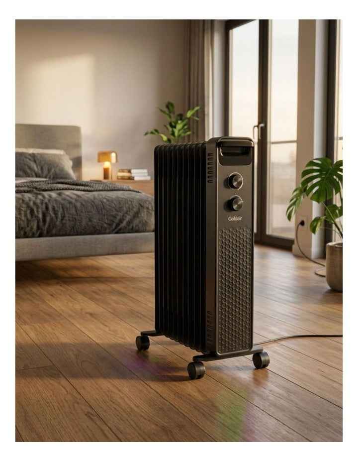 2400W 11 Fin Oil Column Heater in Charcoal
