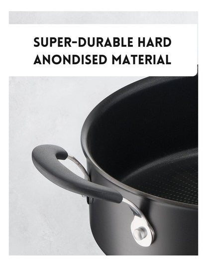 Quick and Easy Induction Non Stick Hard Anodised Sautepan 26cm + Lid in Grey