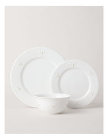 Embossed Honey Bee 12pc Dinner Set in White